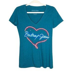 Britney Spears Britney Jean Heart Logo Teal T-shirt Size M